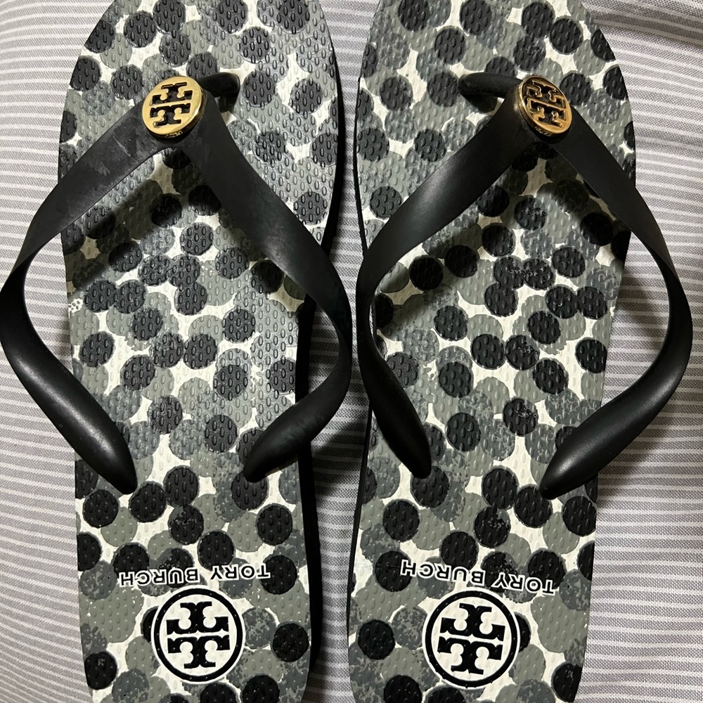 Tory Burch sandals with a slight wedge. 9 1/2.  Barley worn.